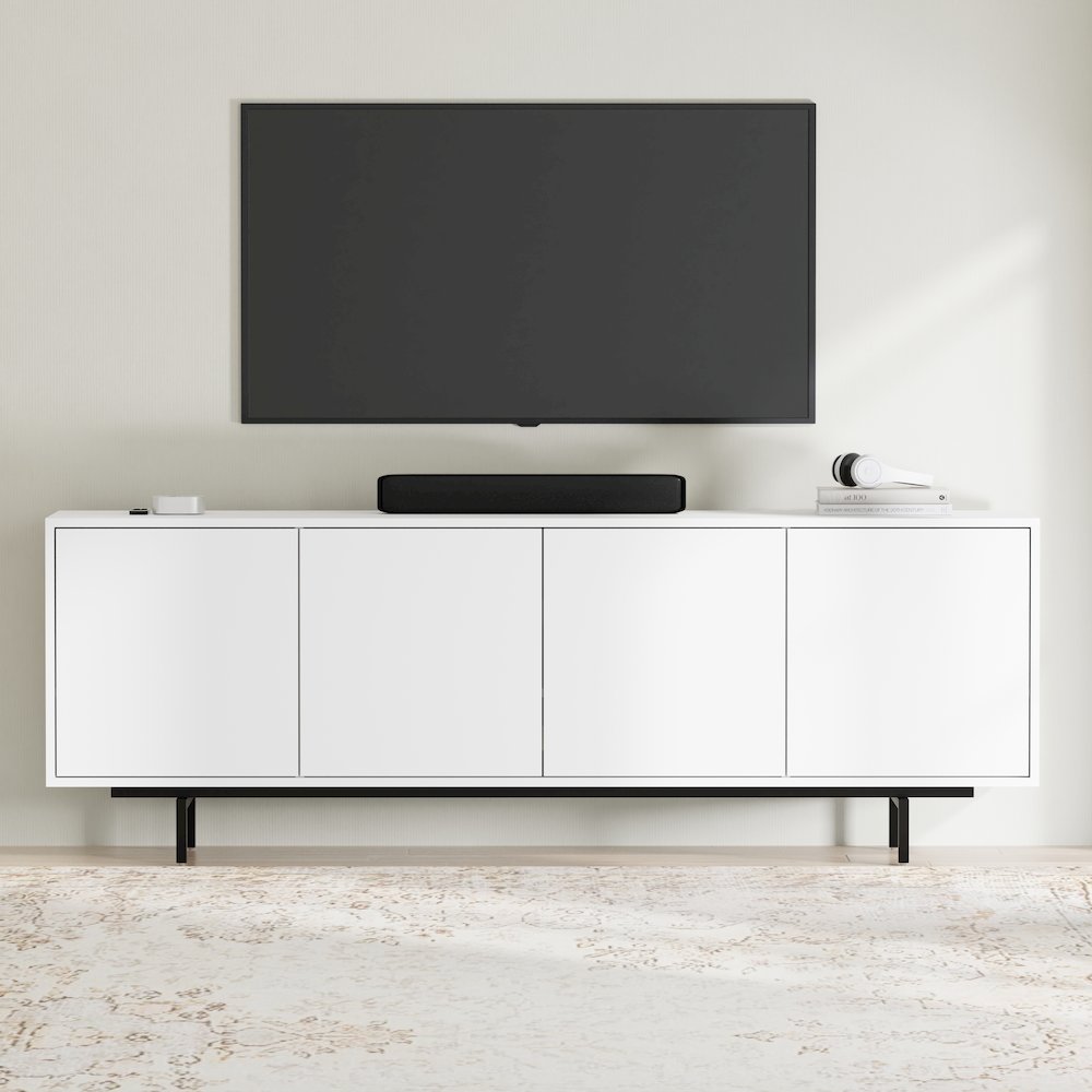 Graysen White Laminate 4 Door TV Console. Picture 11