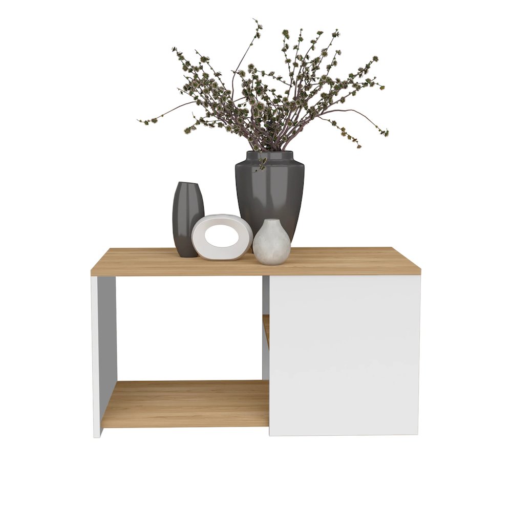 Faison Coffee Table, 2 Shelves, White / Natural Oak. Picture 4