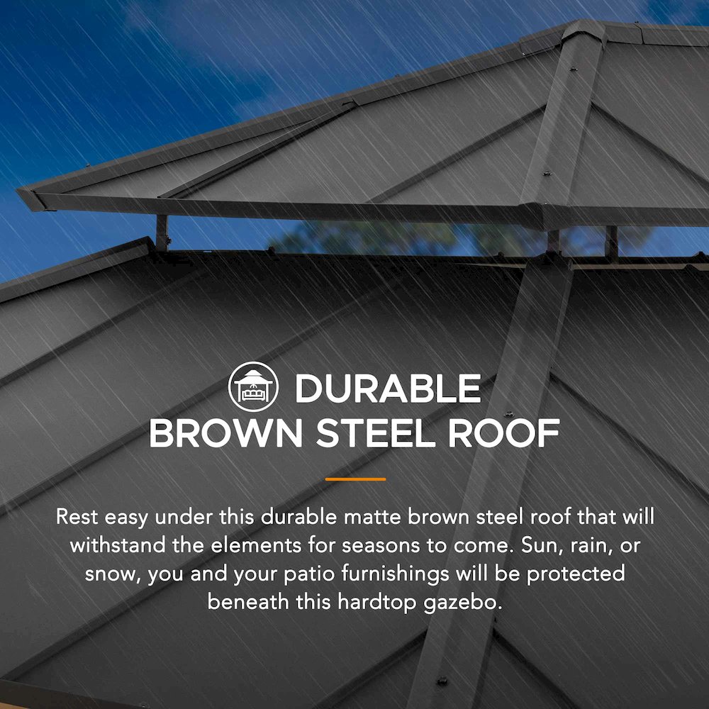 Sunjoy 12x16 ft. Wood Outdoor Patio Steel Hardtop Gazebo. Picture 5