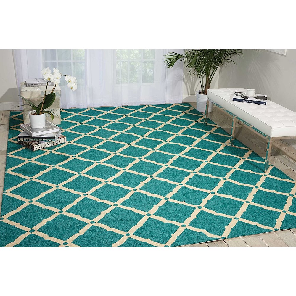 Portico Aqua Indoor/Outdoor Area Rug. Picture 1
