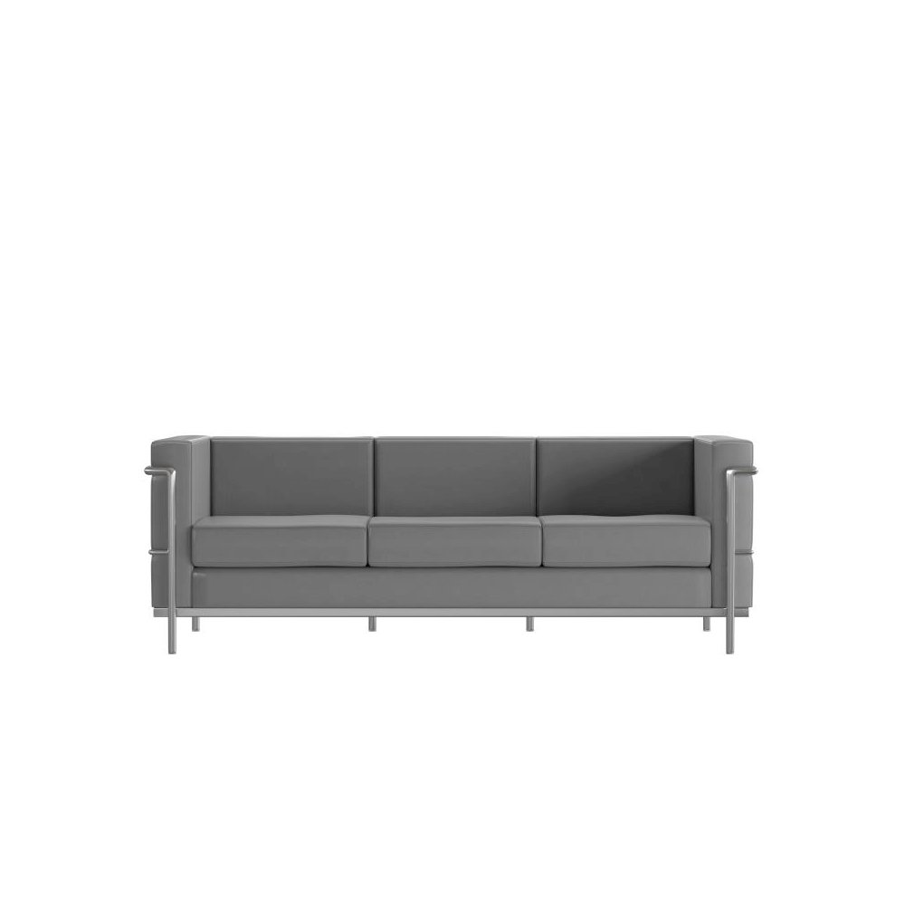 Hercules Regal Series Contemporary Gray LeatherSoft Sofa with Encasing Frame. Picture 1