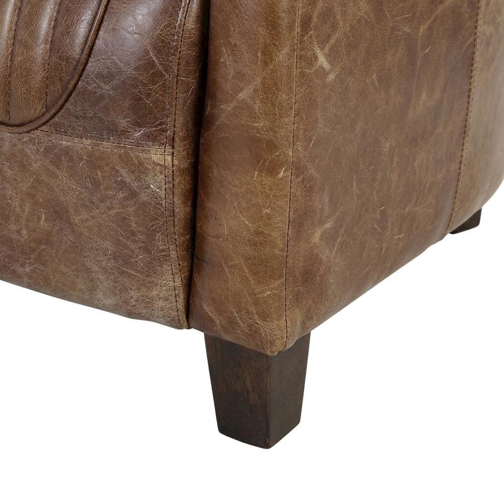 Industrial Armchair with Retro Brown Leather & Aluminum Frame. Picture 6
