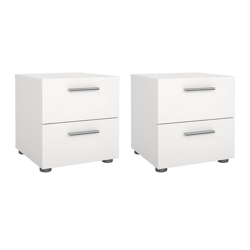 Austin 2 Drawer Nightstand - Set of 2, White. Picture 1