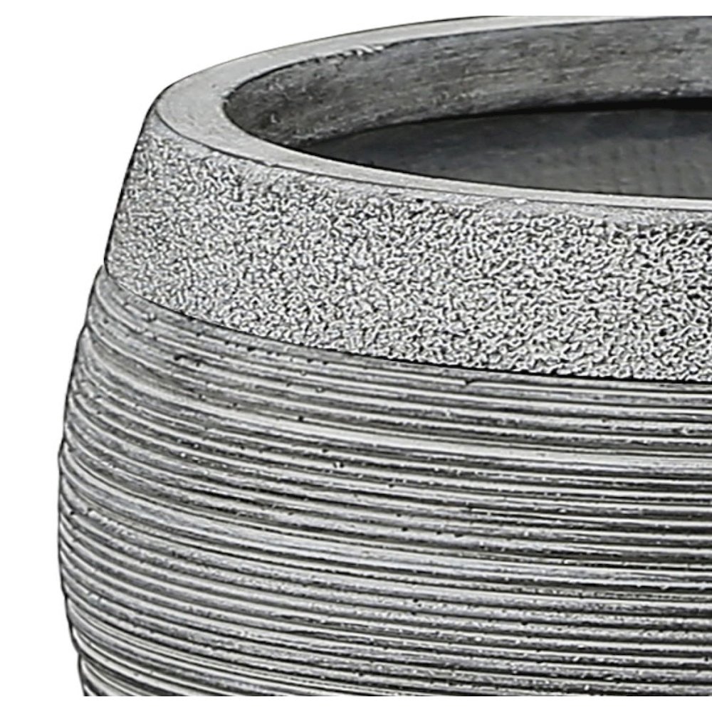 Gray Pottery-Style 11.75-inch Round MgO Planter. Picture 3