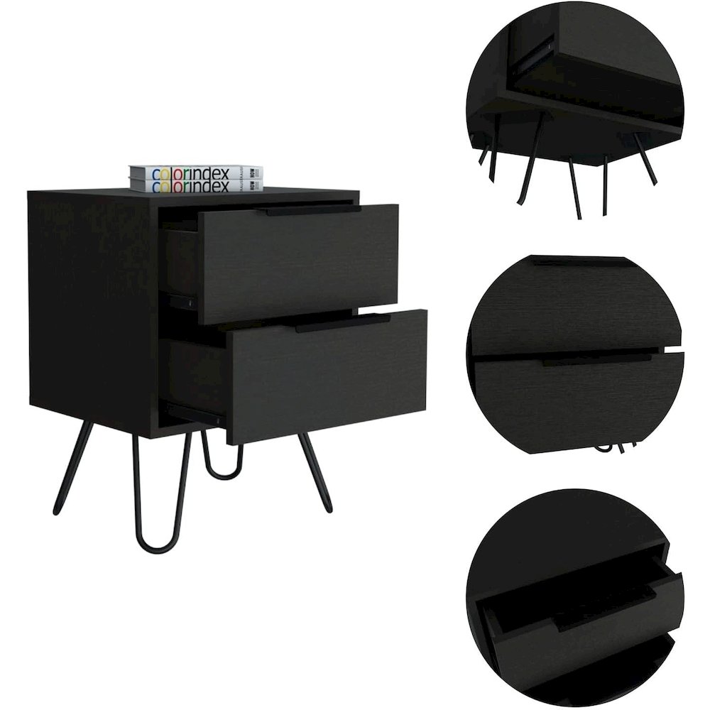 Augusta 2 Nightstand Black MDF. Picture 2