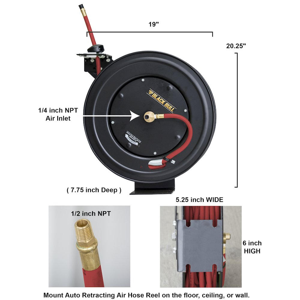 50 Foot Retractable Air Hose Reel with Auto Rewind. Picture 4