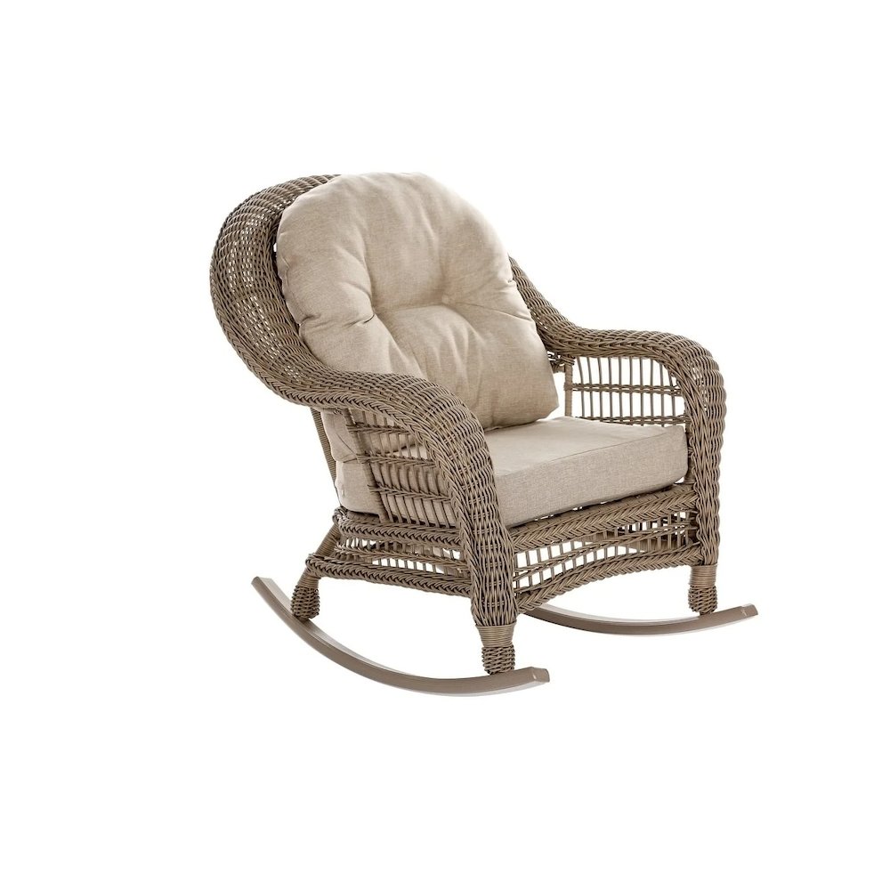 Outdoor Patio 3 Pc Cappuccino Furniture Conversation Set With Rocking Chair. Picture 3
