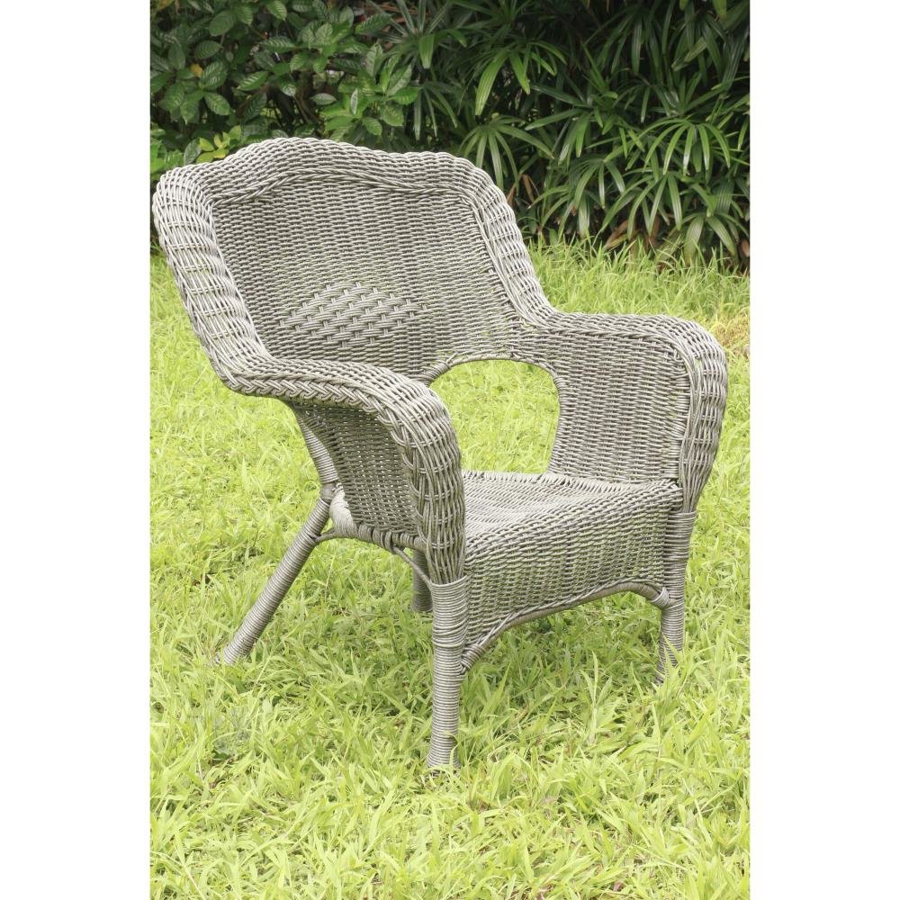 Maui Camelback Resin Wicker/ Steel Frame Outdoor Patio Chair, Weathered Grey. Picture 2