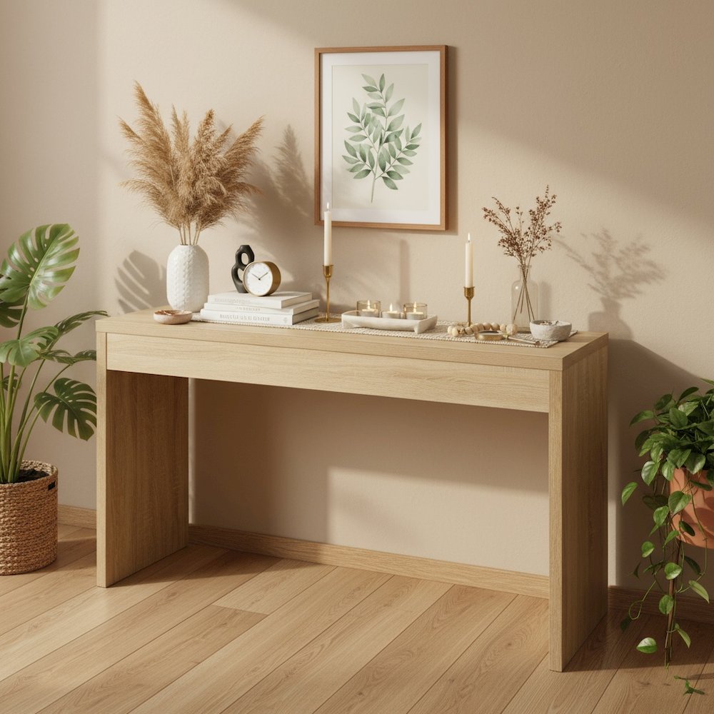 Console Table Desk, White, 48 Inch, Entryway, Woodgrain. Picture 3