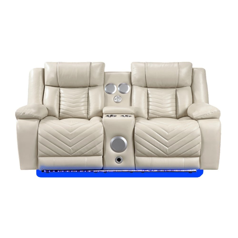 Sensa Power Reclining Loveseat.withBluetooth Speaker with Led Belt Beige. Picture 1