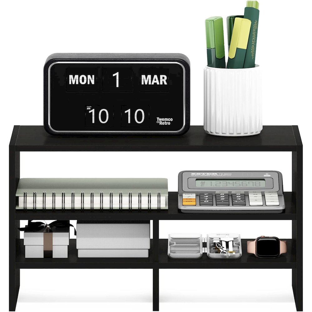 Furinno Hermite Desk Top Organizing Shelf Bookcase, Espresso. Picture 3