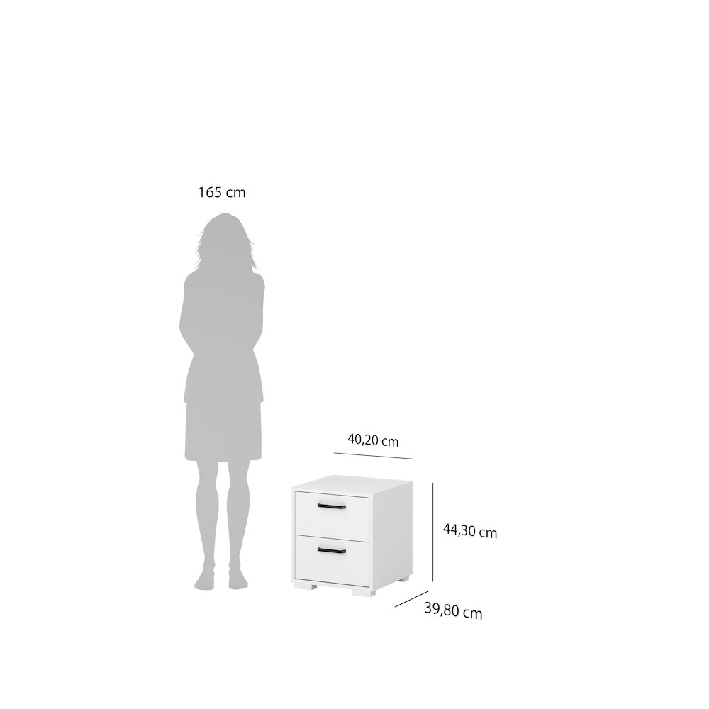 Sofia 2 Drawer Nightstand - Set of 2, White. Picture 8