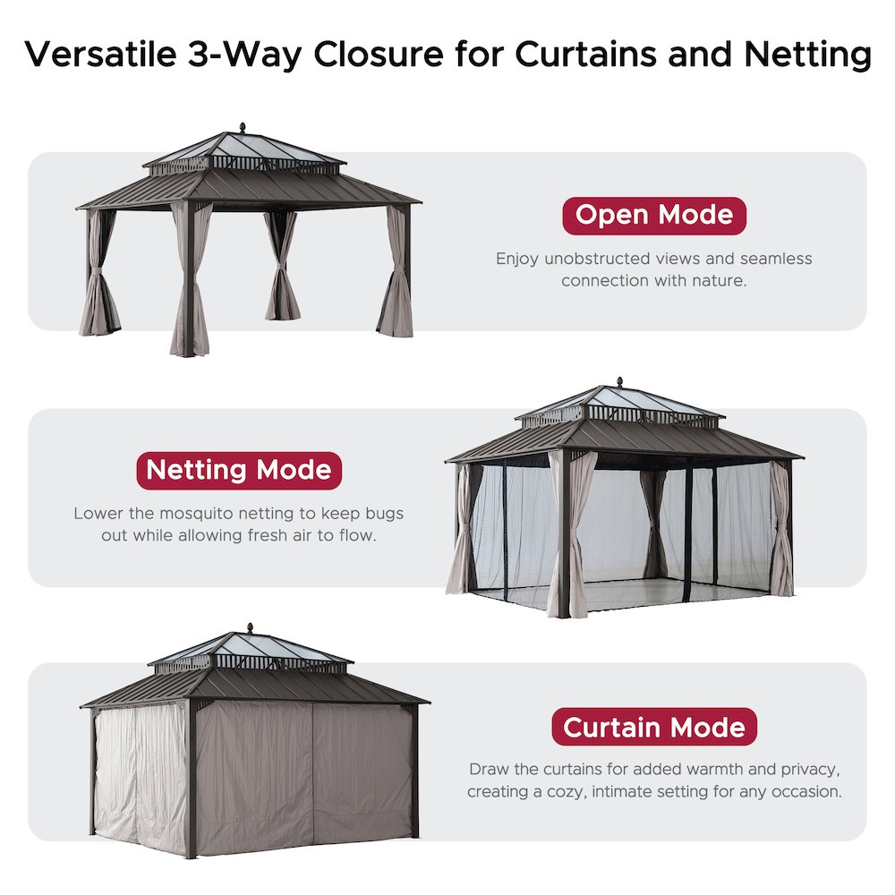 14 ft. x 12 ft. Kingston Extra-Tall, Wide Hardtop Gazebo. Picture 6