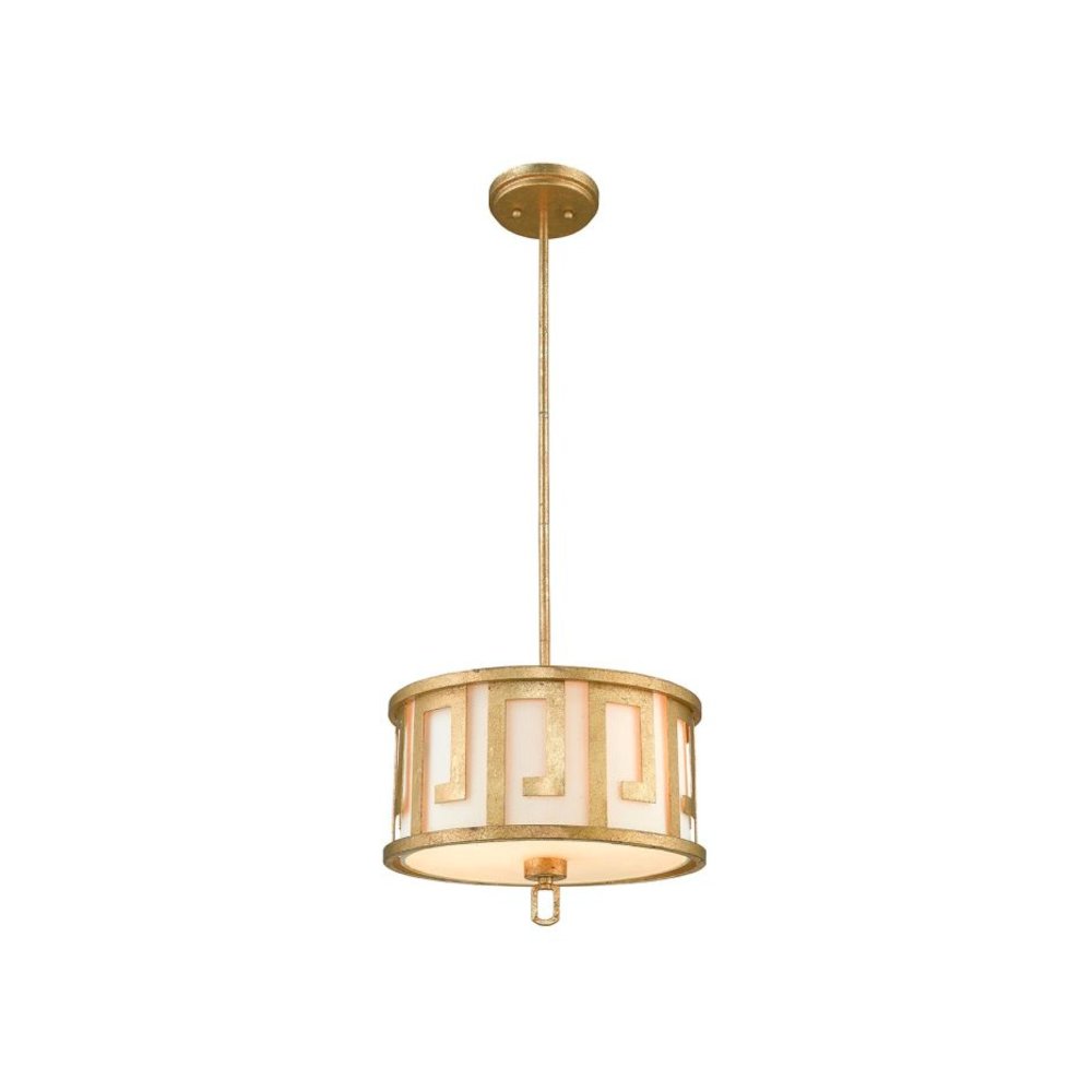 Lemuria 2 Light Medium Pendant - Lacquered Black Gold, Ivory Shade. Picture 1