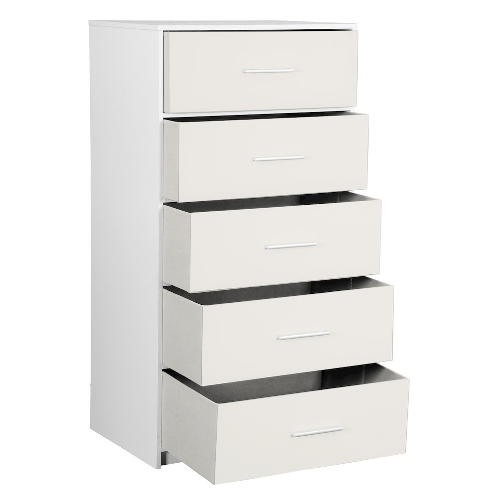 5-Drawer Dresser with Large Fabric Drawers, White. Picture 3