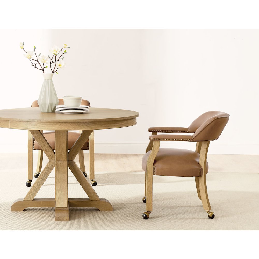Rylie Castered Captain's Chair, Camel Vegan Leather. Picture 7