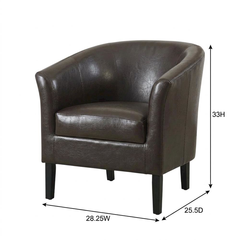 Brown Armchair with Faux Leather Upholstery and Cushioned Seat for Modern Living. Picture 7