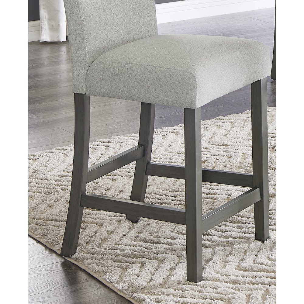 Selena Set of 2 Light Gray Fabric Counter Chairs with Gray Wood Frame & Footrest. Picture 3