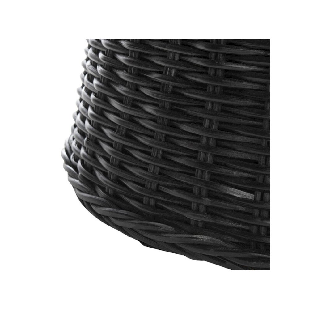 Home Collection Ruxton Black Rattan Round Coffee Table Ottoman. Picture 3