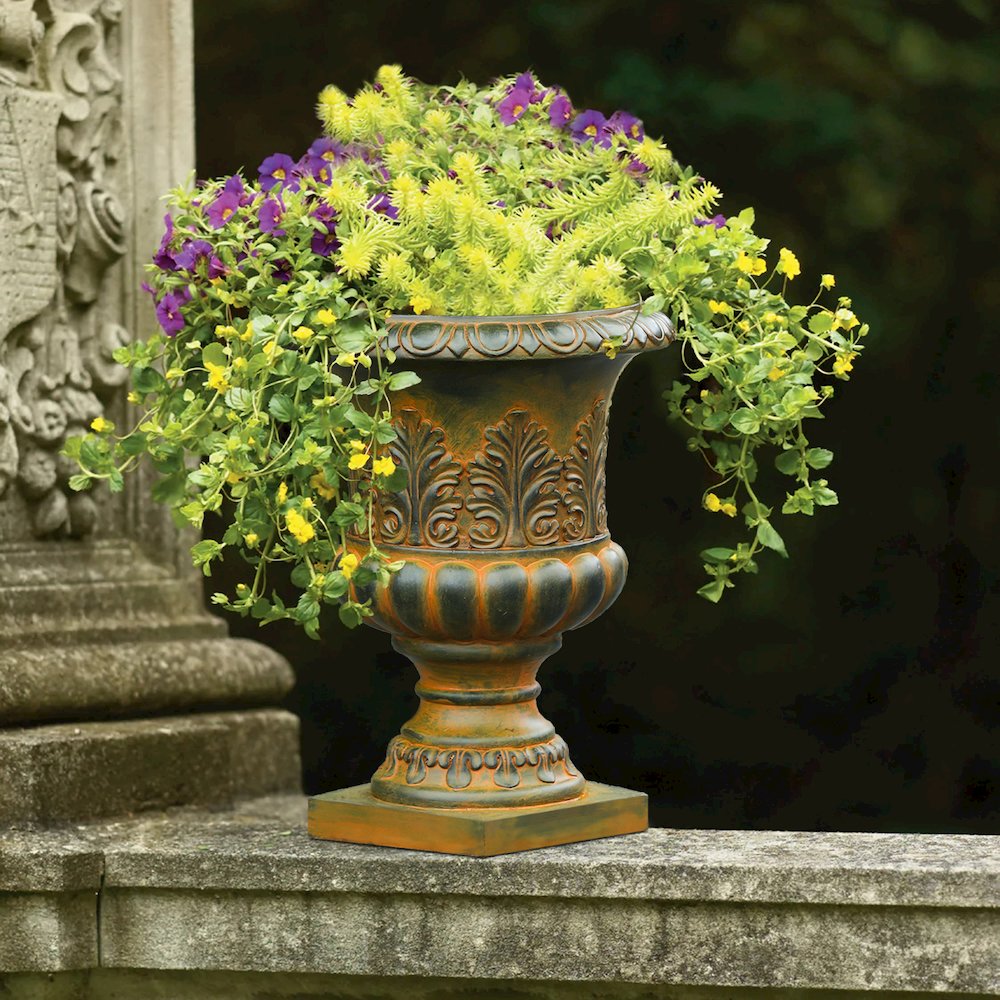 Weathered Brown Decorative MgO Urn Planter. Picture 4