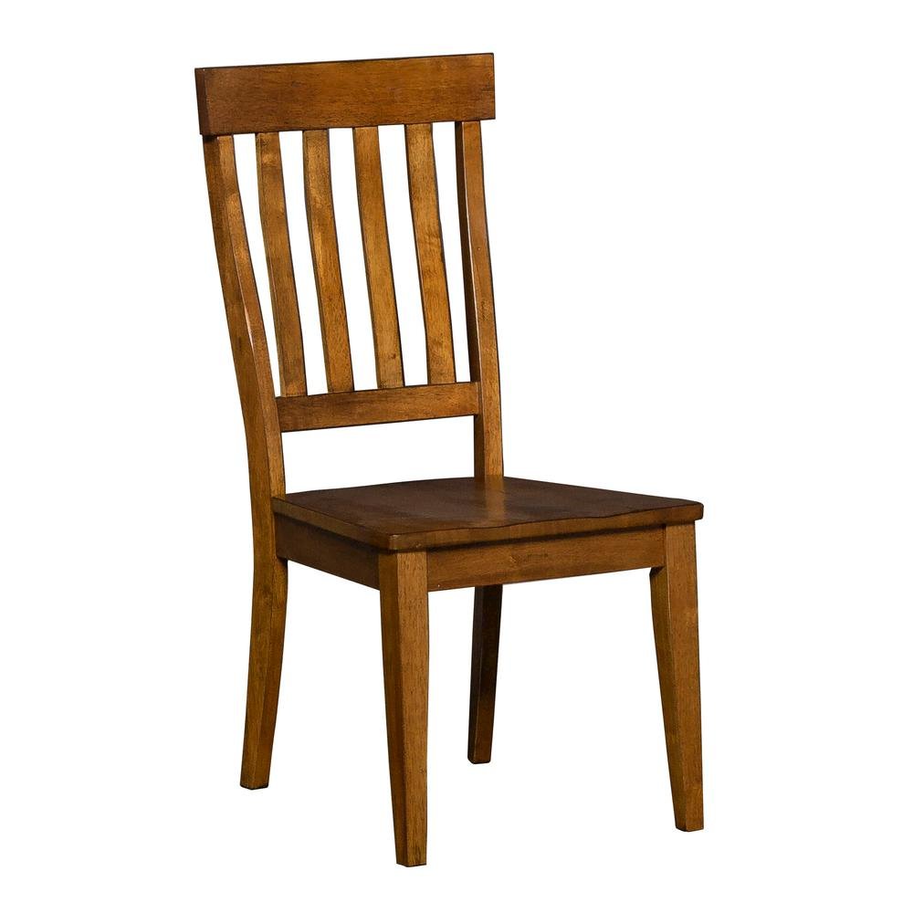 Elegant Brown Solid Wood Dining Chairs Set of 2 with Slatback Design. Picture 2