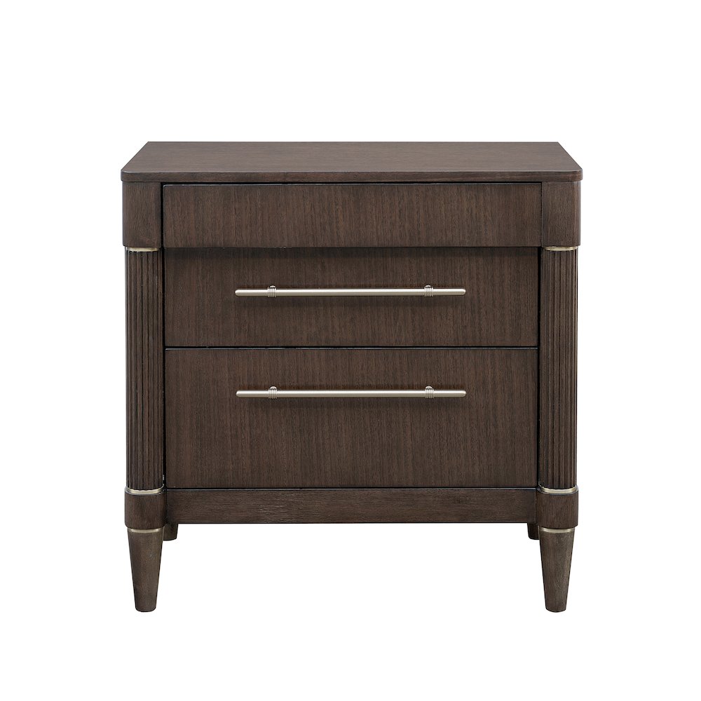 Asher Park 3 Drawer Nightstand, Piano Brown Finish. Picture 2