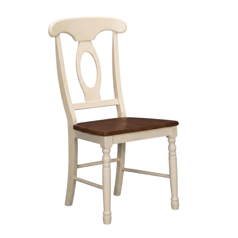 Merlot-Buttermilk Finish Distressed Side Chair in Solid Rubberwood. Picture 6