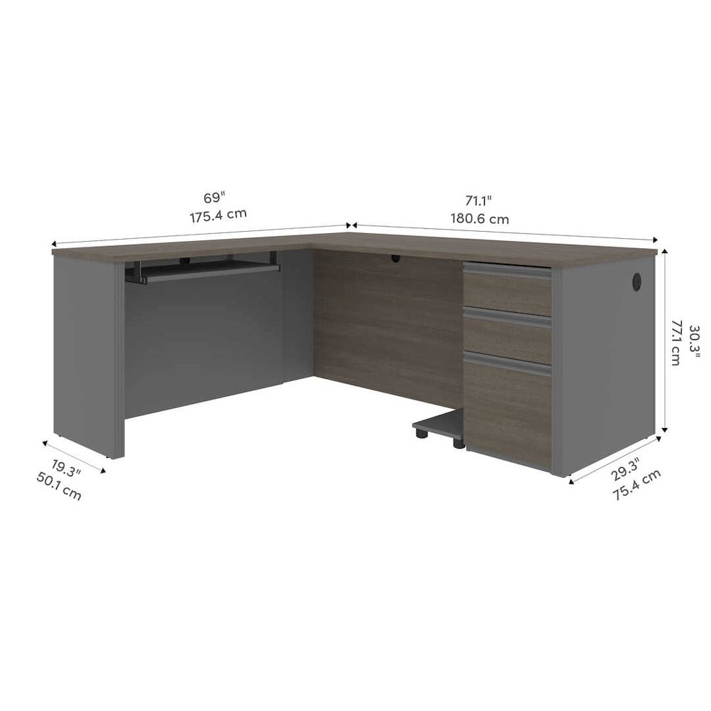 L-Shaped Desk with Pedestal. Picture 8