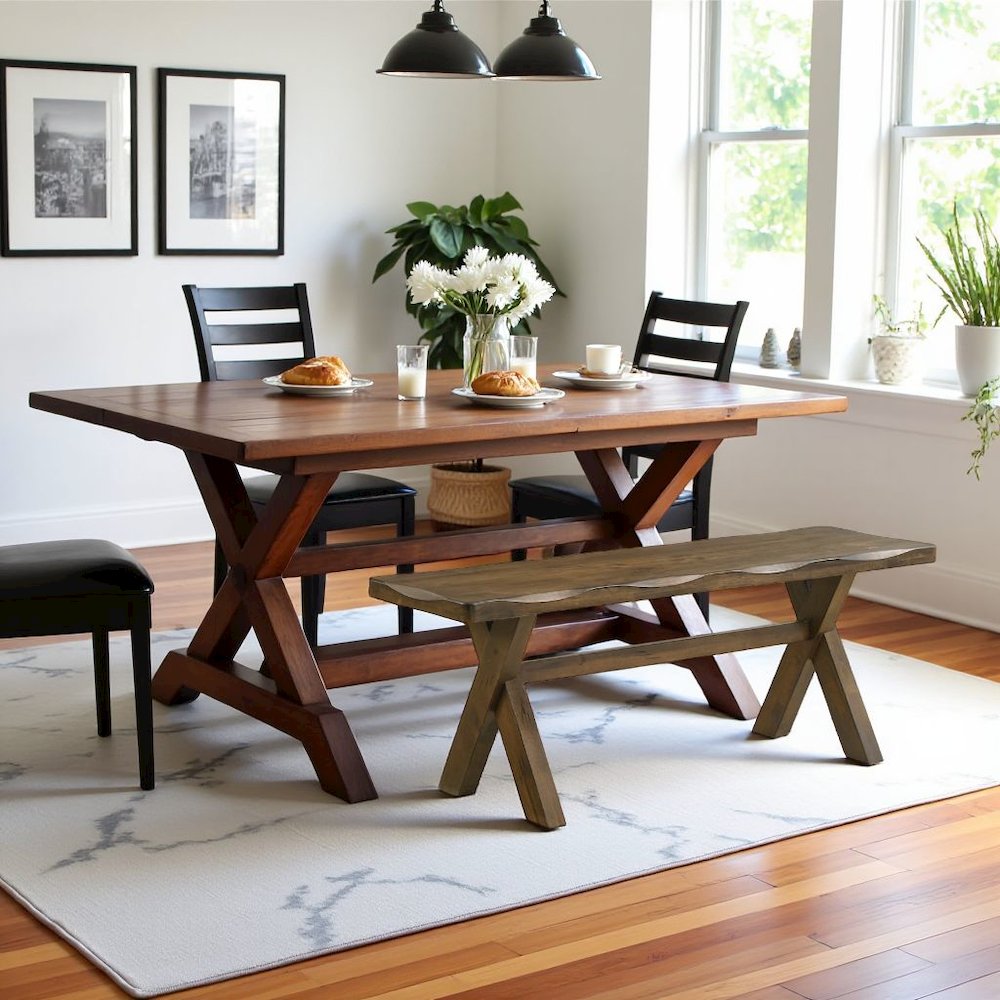 Classic Wood Dining Bench – Small Bench for Kitchen or Dining Table. Picture 3