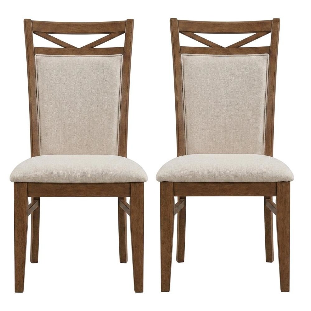 Brown Upholstered Dining Chairs Set with Ergonomic Armrests, 2-Pack. Picture 1