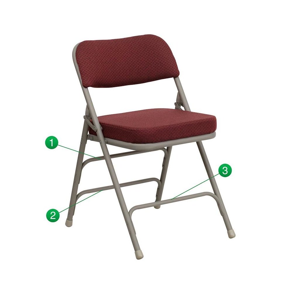 4 Pk. Triple Braced & Double Hinged Burgundy Fabric Metal Folding Chair. Picture 5