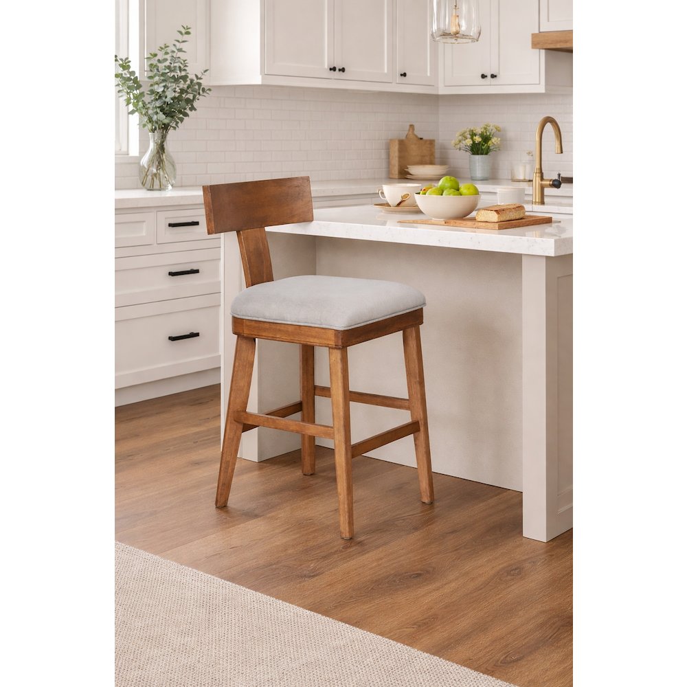 Theodora T- Back Counter Stool with Wood Seat Frame and Cushion. Picture 2