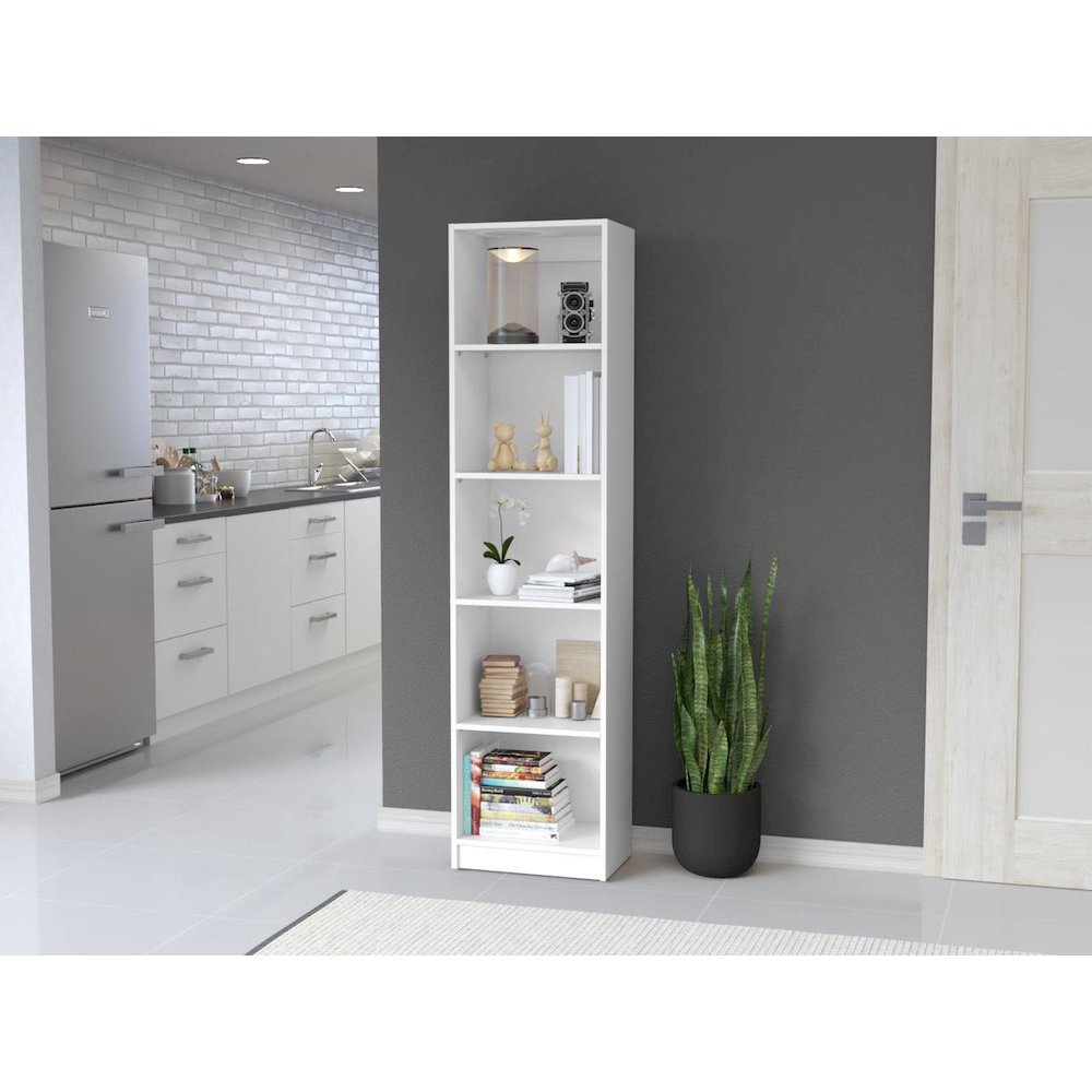 Bookcase XS Benzoni with Slim Design and Spacious Display, White. Picture 2