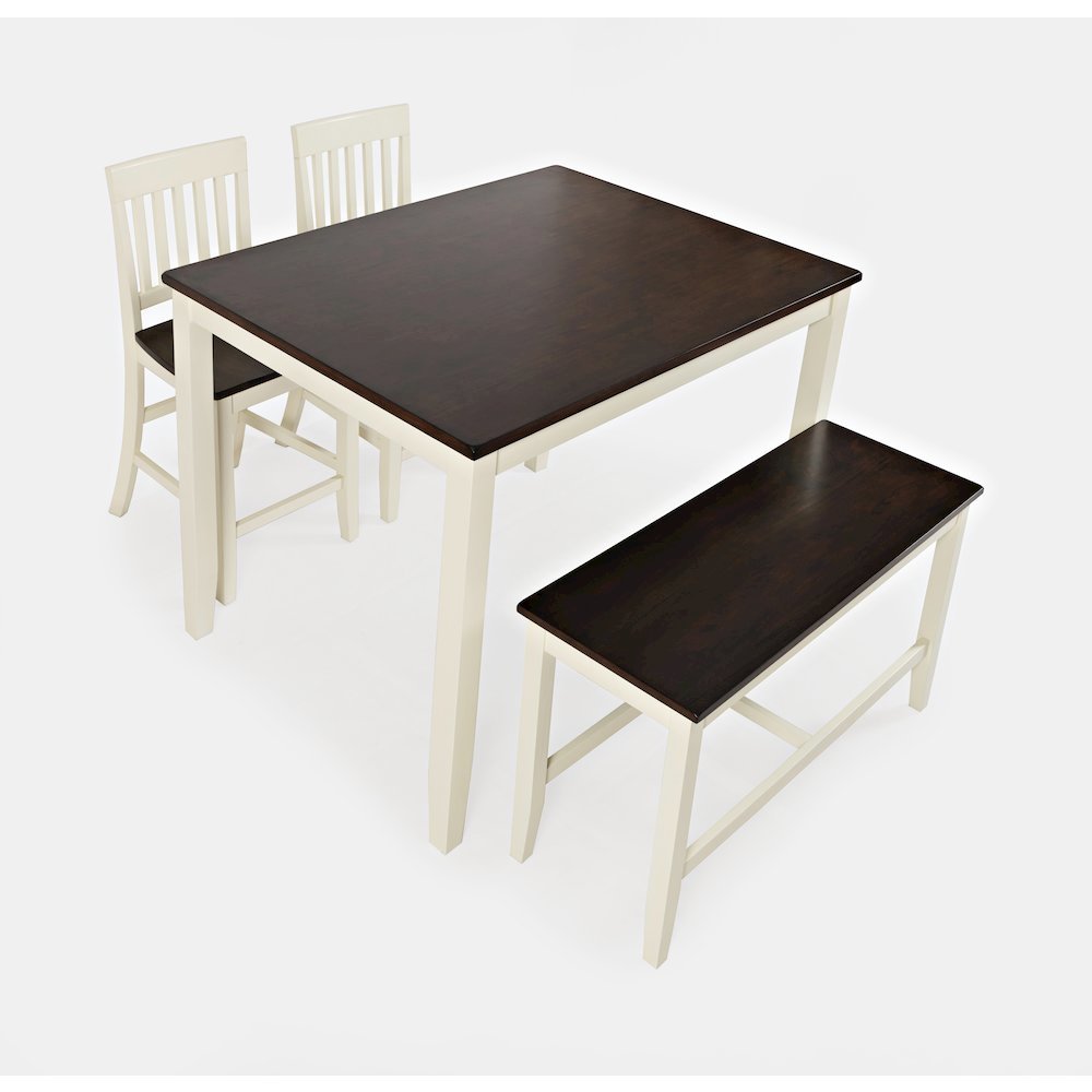 Jofran Solid Wood Counter Height Dining Set 4-Piece, Distressed Finish. Picture 1