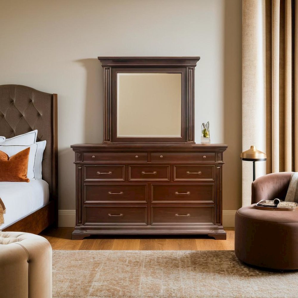 Elegant Framed Brown Mirror for Wall Decor in Contemporary Spaces. Picture 6