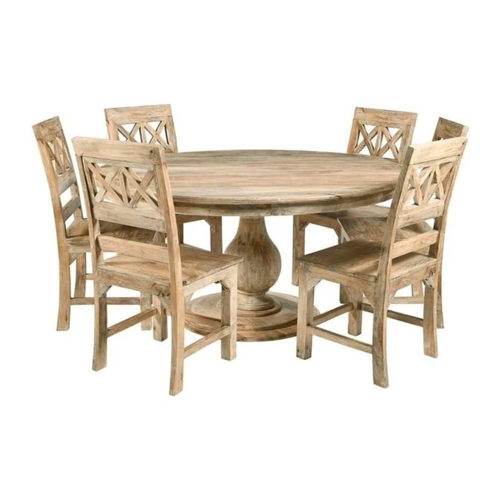 Jenna 60" Round Dining Table with 3 Sets of Chairs. Picture 1