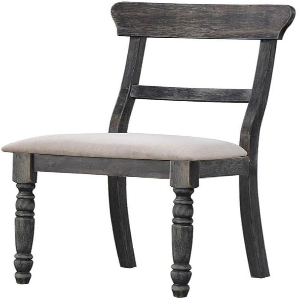 Leventis Side Chair (Set-2) Light Brown Linen & Weathered Gray. Picture 1
