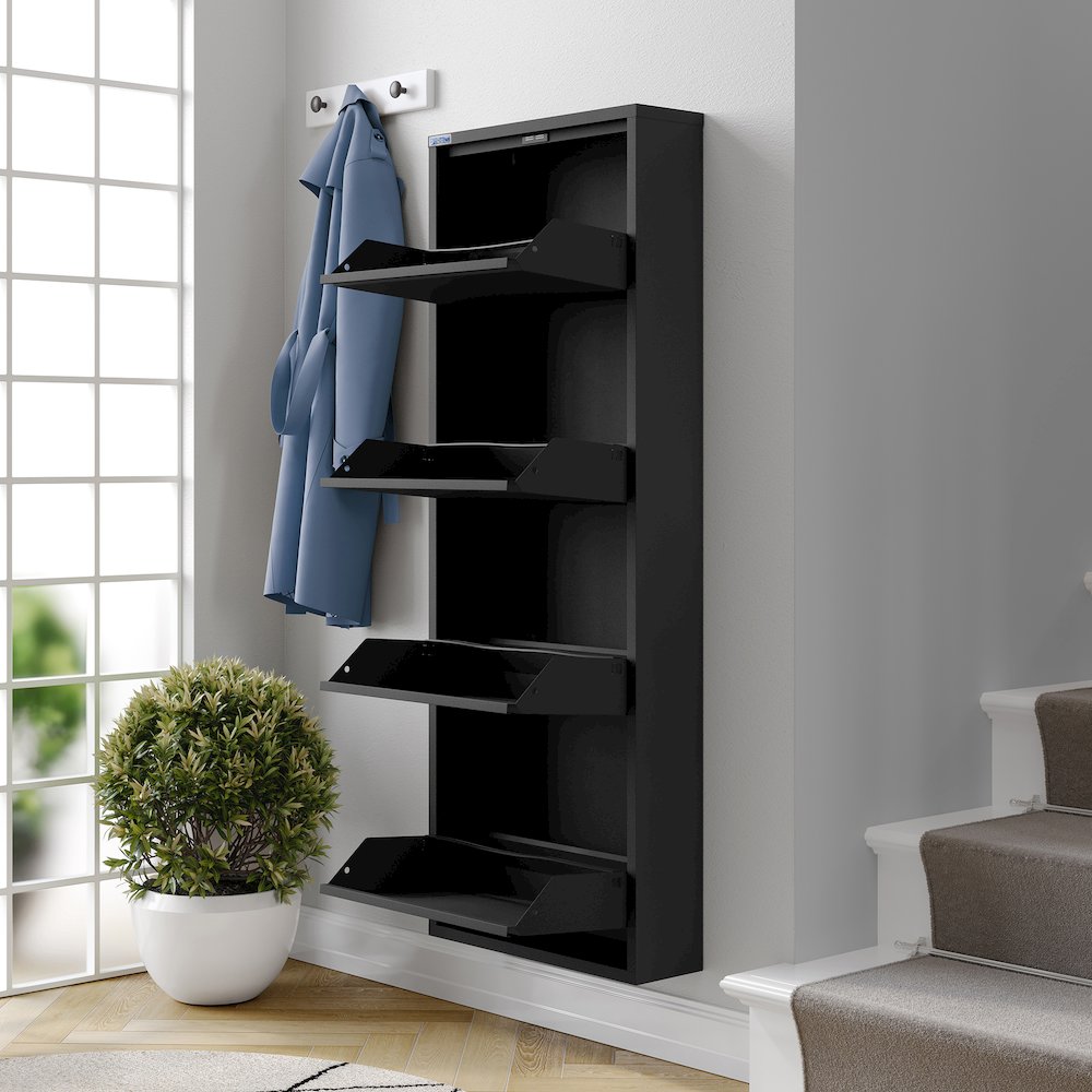 Antibacterial 4 Tier metal shoe cabinet without holes. Picture 3