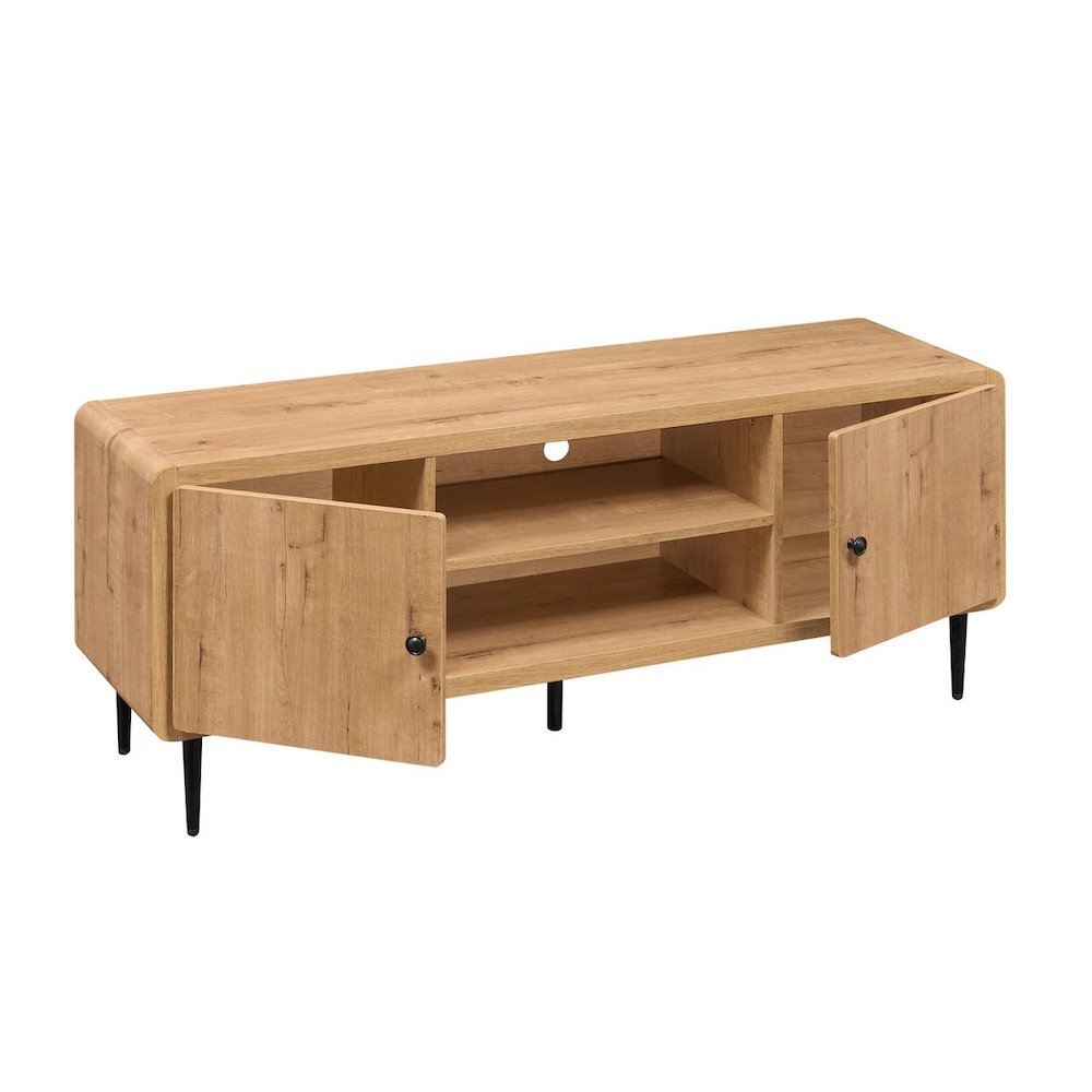 Techni Mobili Mid-Century Modern TV Stand for TV’s Up to 60”, Oak. Picture 10