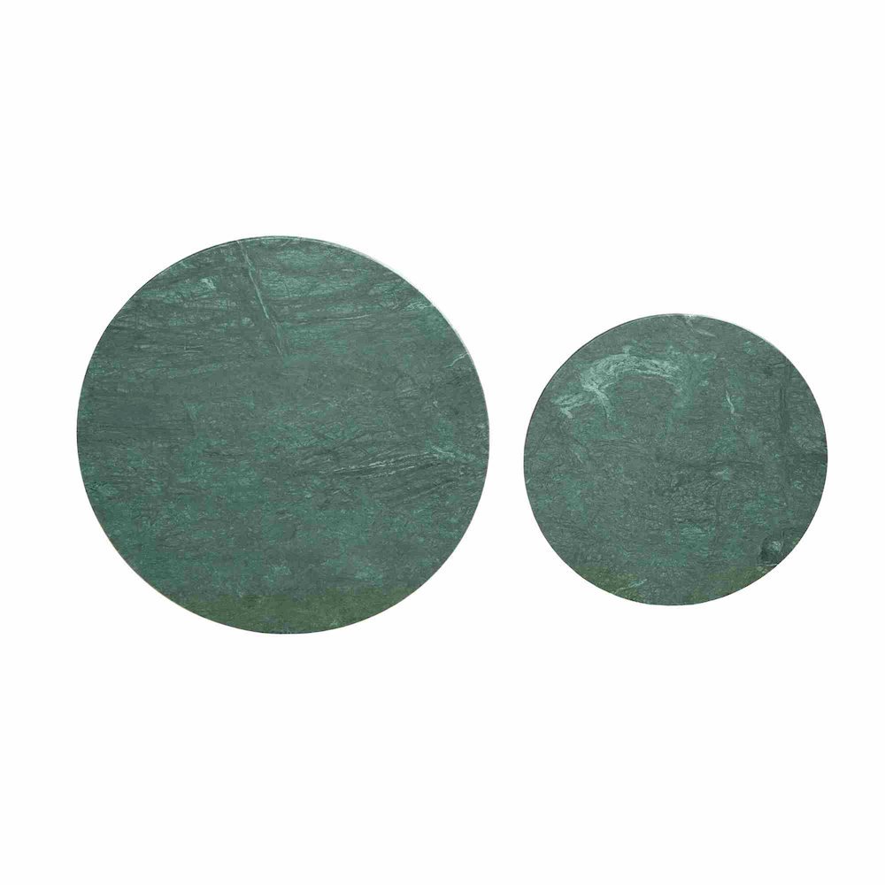 Green Marble Modern Solid Hand-Made Set of Two Nesting Round Coffee Tables. Picture 3