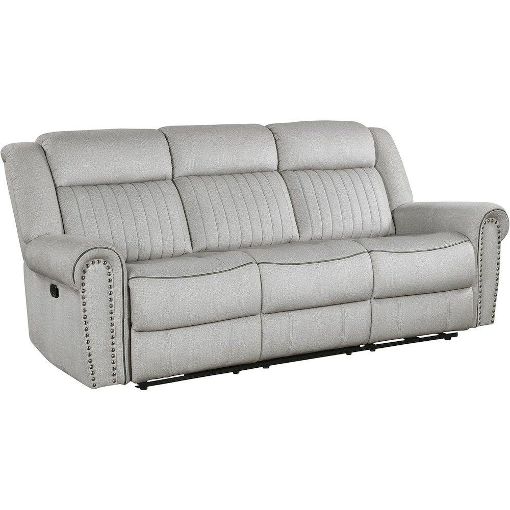 Lexicon Brennen Microfiber Double Reclining Sofa in Mist. Picture 1
