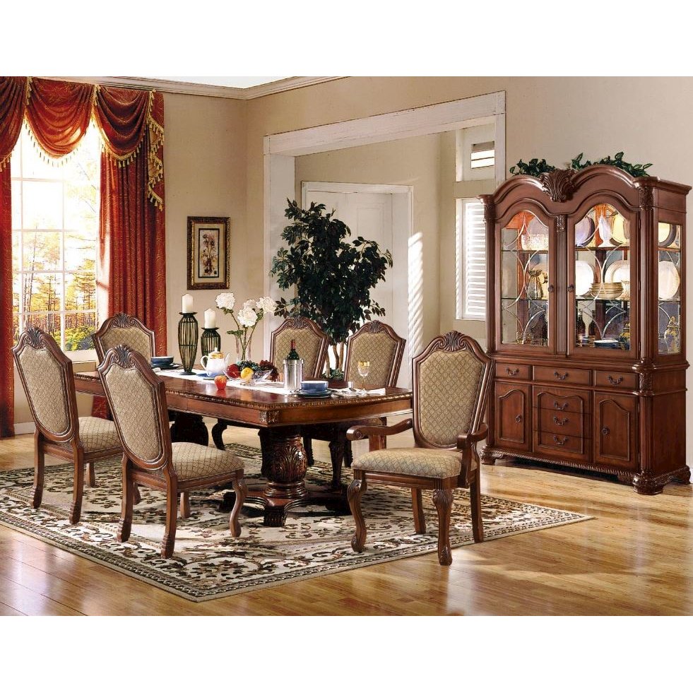 ACME Chateau De Ville Side Chair (Set-2), Fabric & Cherry. Picture 3