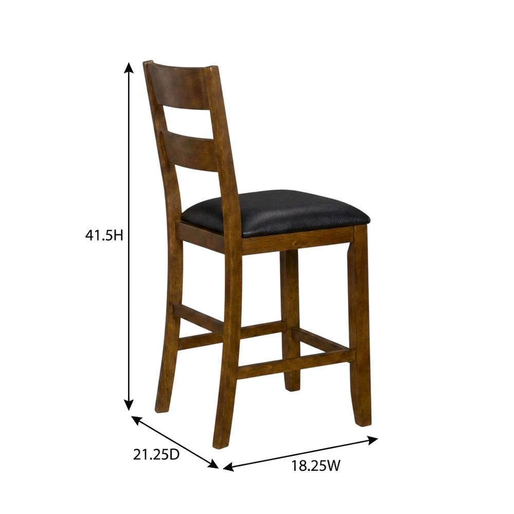Rustic Whiskey Counter Stool with Upholstered Faux Leather Seat 2-Piece Set. Picture 4