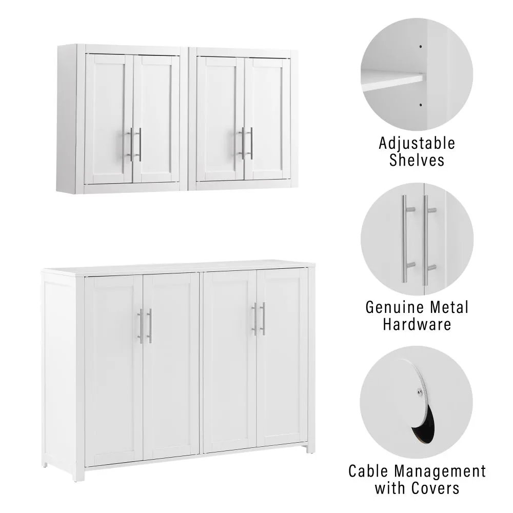 Savannah 3-Piece Kitchen Storage Pantry Set - Sideboard & 2 Wall Cabinets. Picture 7