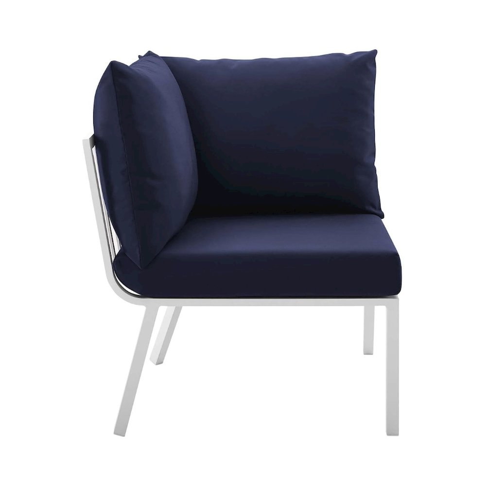 Durable Aluminum Outdoor Corner Lounge Chair With Cushioned Seat. Picture 4