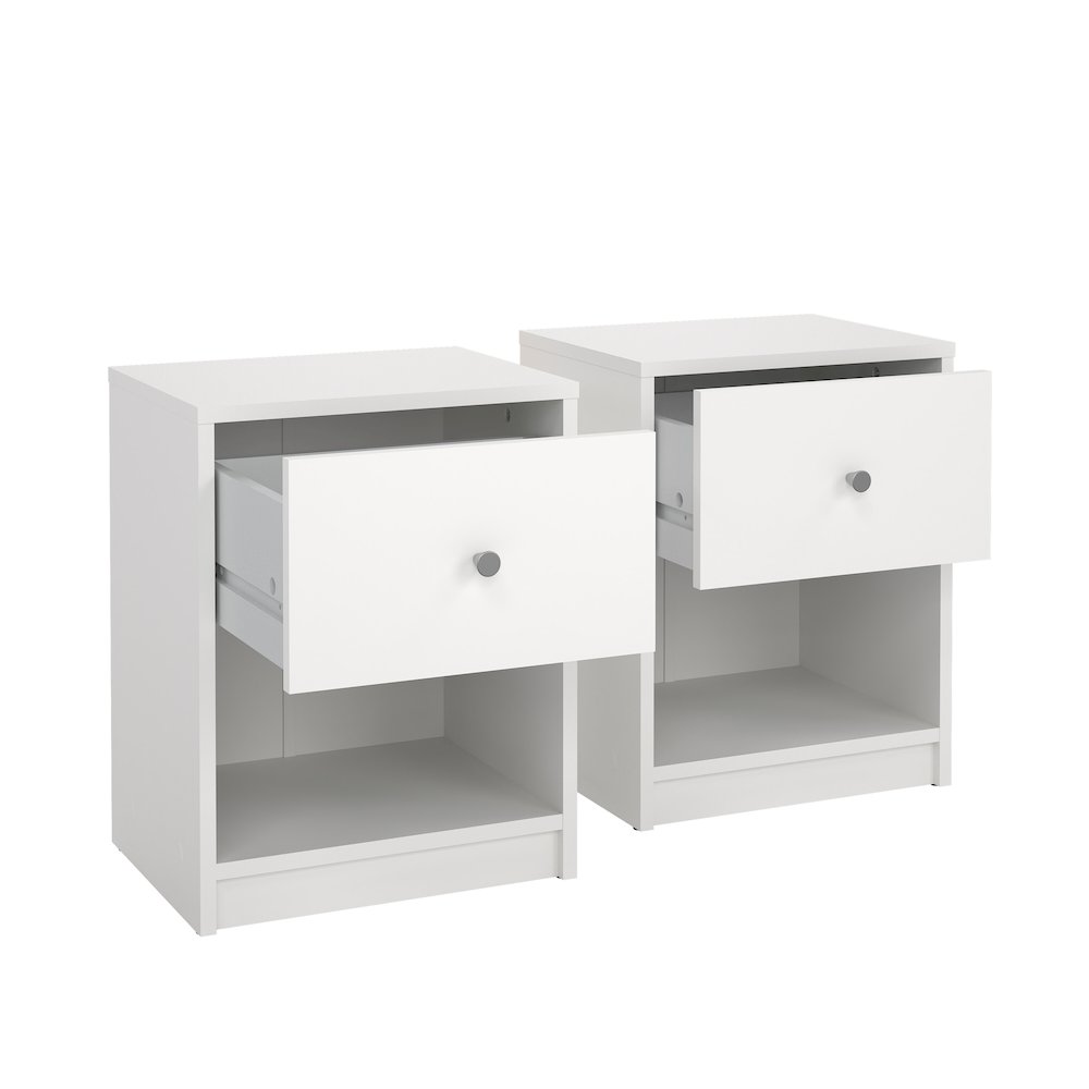 Portland 1 Drawer Nightstand - Set of 2, White. Picture 9