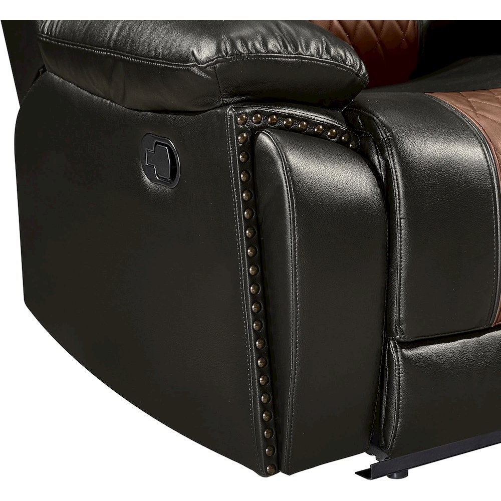 Nikko 2-Piece Faux Leather Manual Living Room Set, Brown. Picture 10