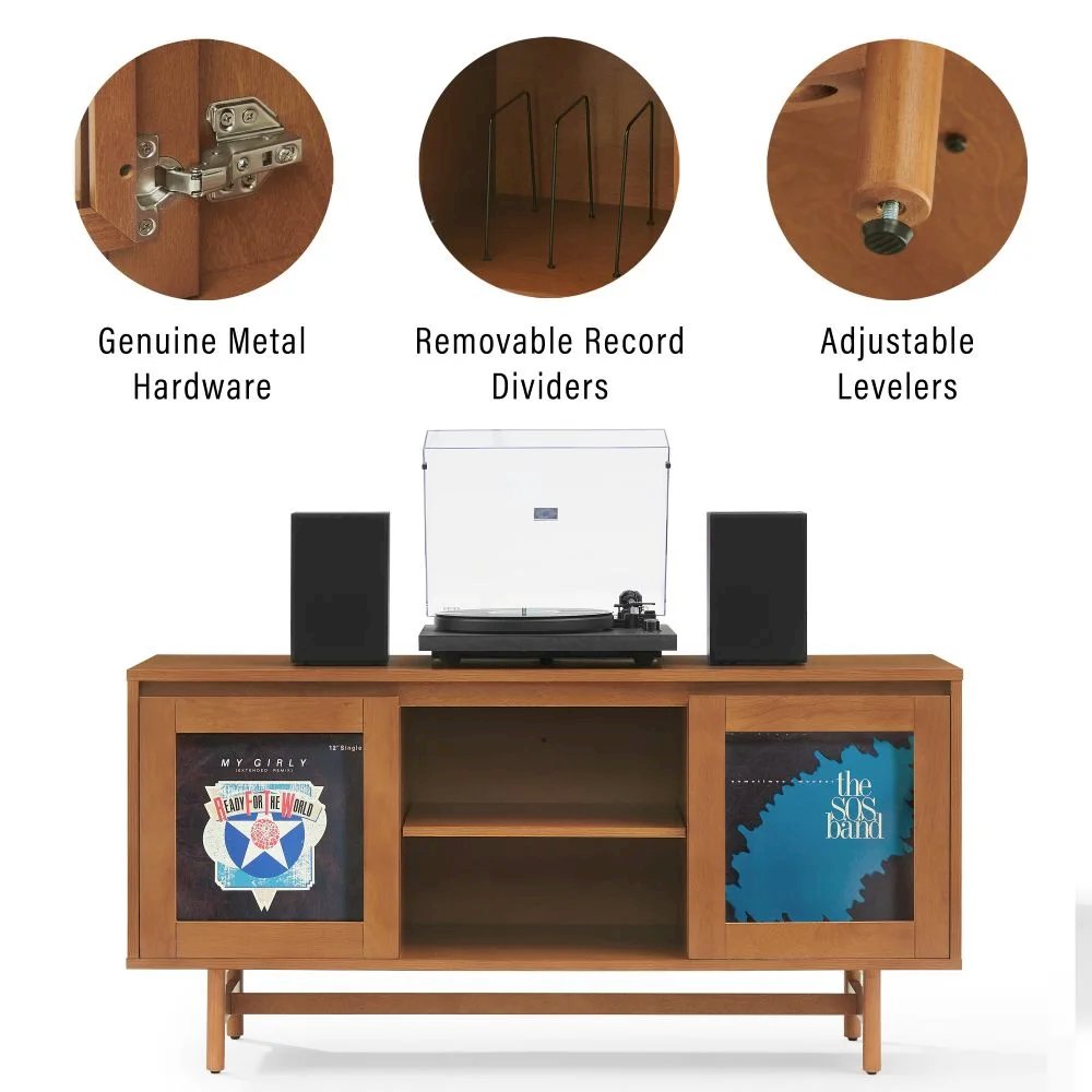 Dempsey Record Player Cabinet With Vinyl Storage. Picture 9