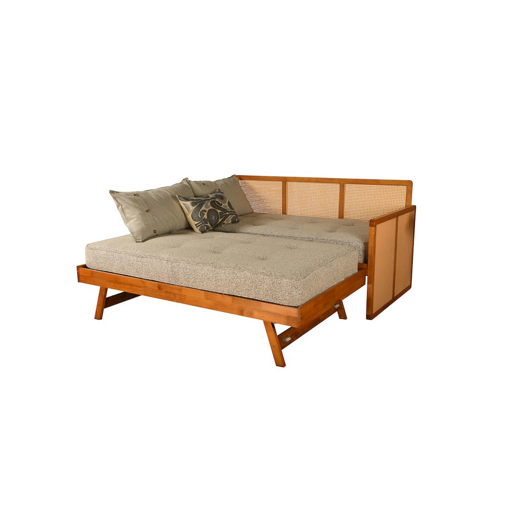 Abaco Daybed-Pop Up-Honey Finish-Canton Gray Mattresses. Picture 2