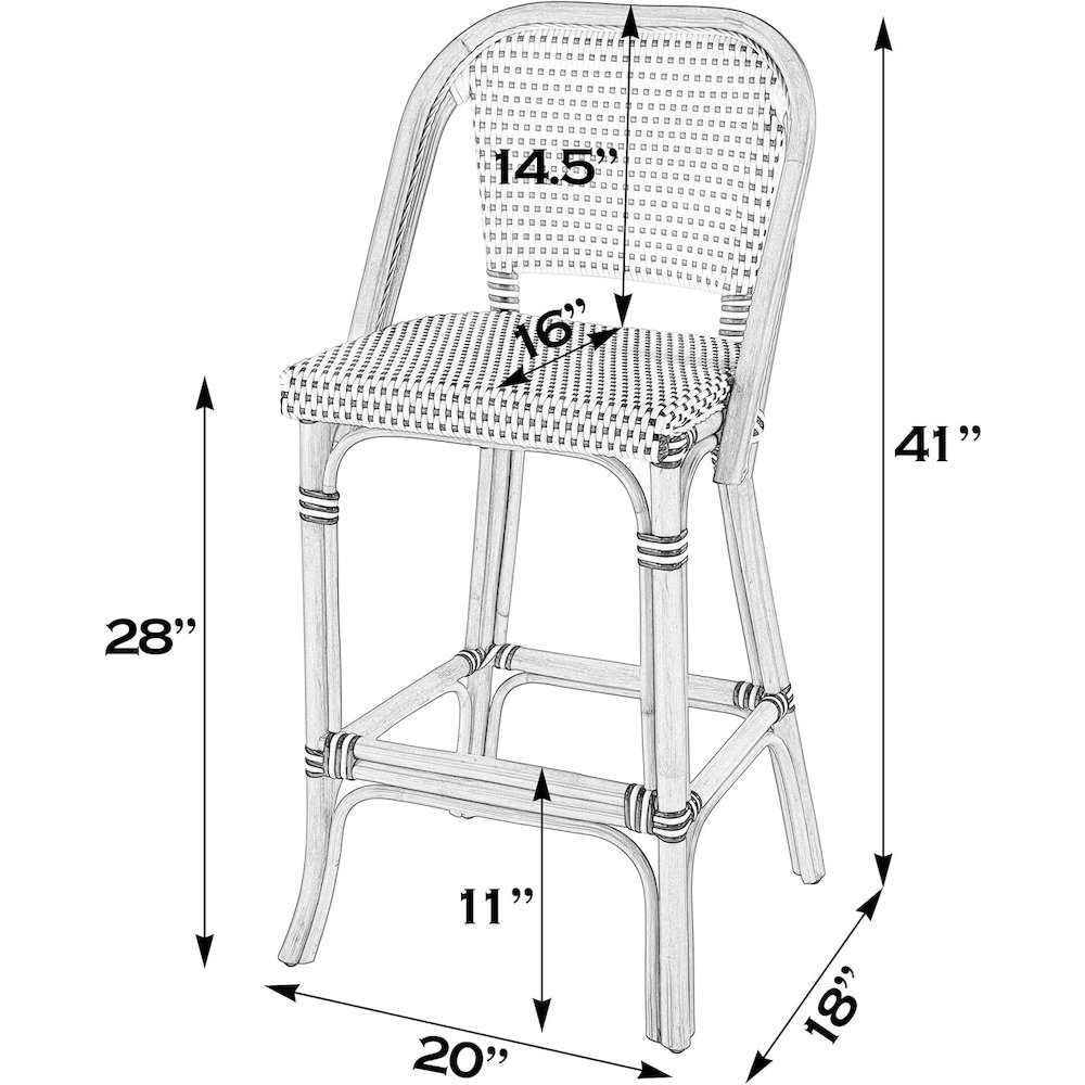 Lila Rattan 28 in. Seat Height Bar Stool with Back and Footrest. Picture 8